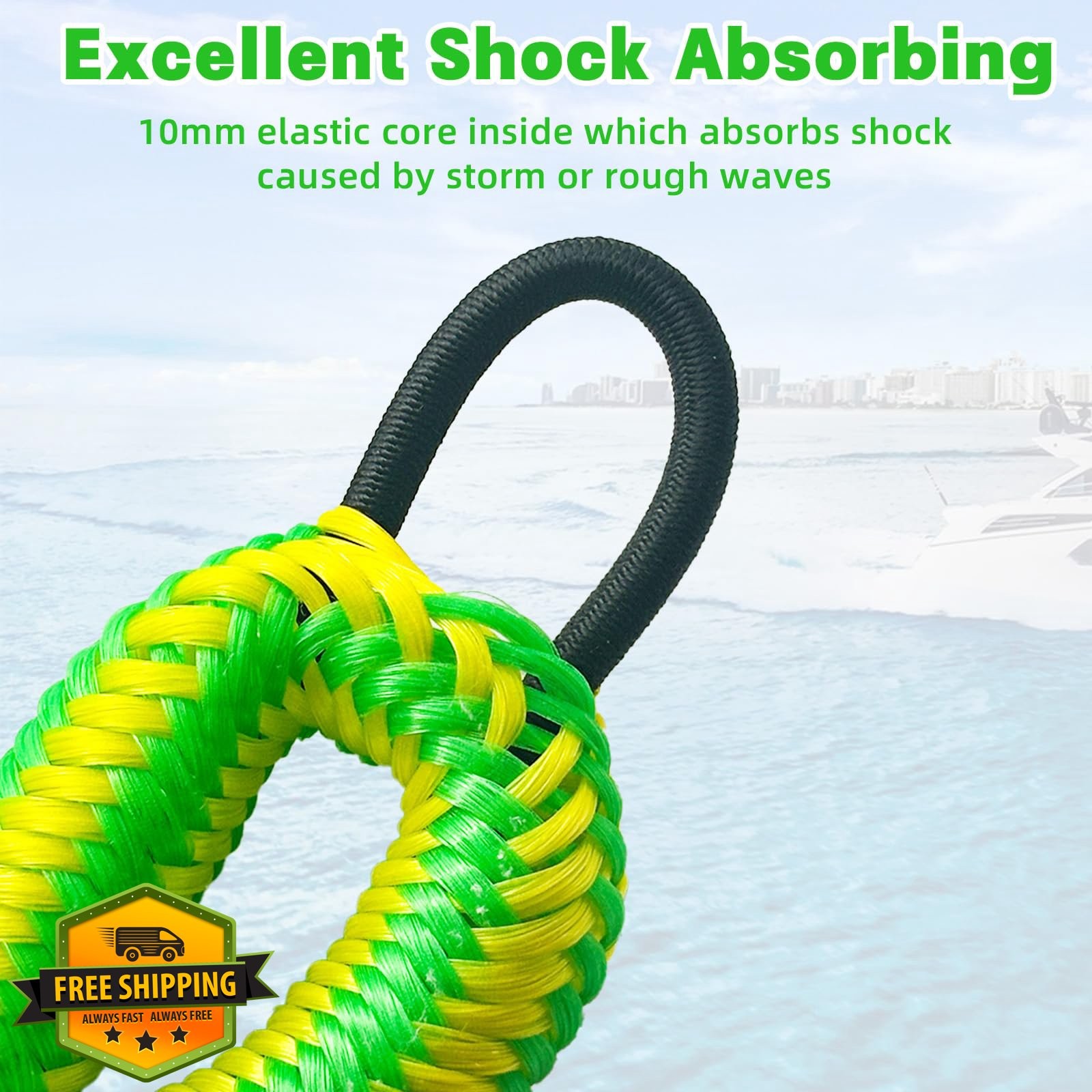 XUANNIAO 4pk Boat Dock Lines Green