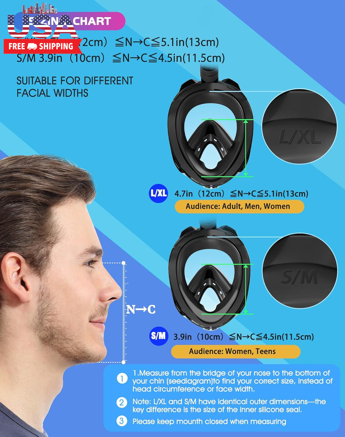 G2 Full Face Snorkel Mask with Latest Dry Top System,Foldable 180 Degree Panoram