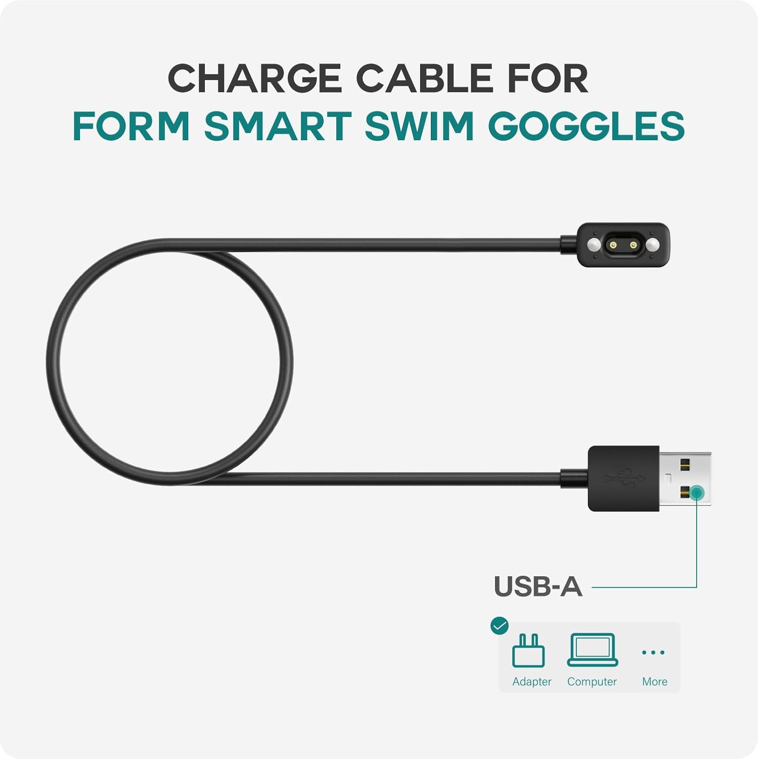 Charger Cable Compatible with Form Smart Swim Goggles – 1M