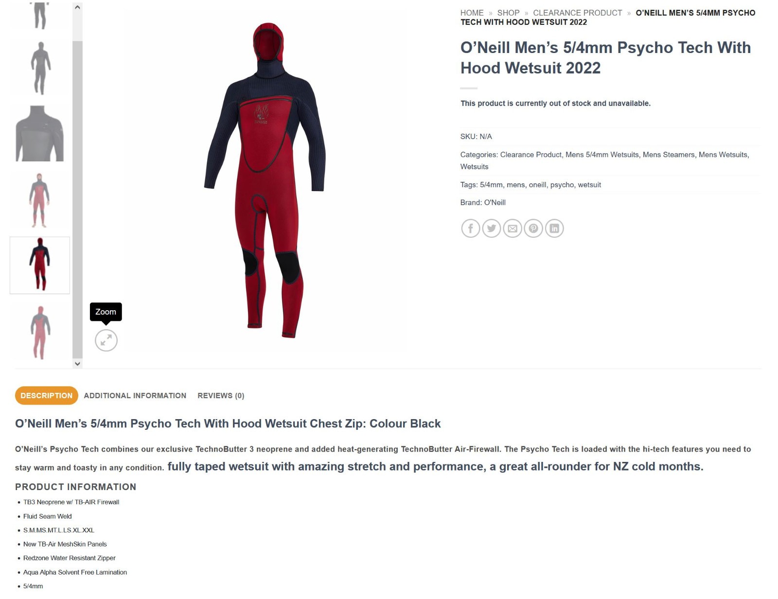 O’Neill Psycho Tech 5.5/4mm Women’s Hooded Wetsuit | Size 10 | TB3 Firewall
