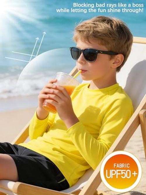 Boys’ Rash Guard Youth 10-12 Years Red, Orange, Yellow, Neon Yellow, Neon Green