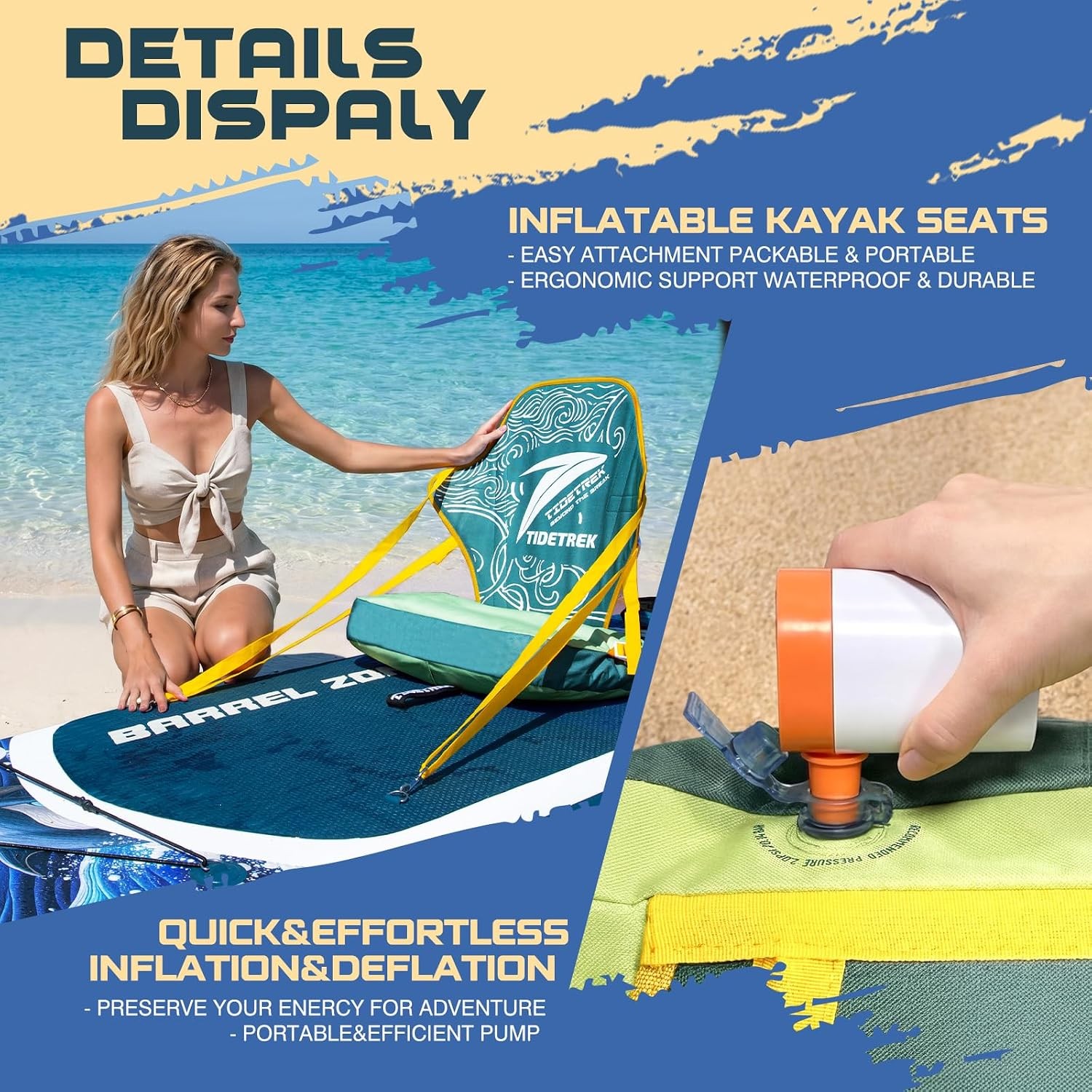 Inflatable SUP 11ft Extra Wide Stable Paddle Board Adult Accessories