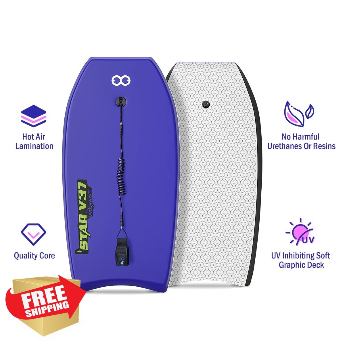 WOOWAVE 33inch Blue Bodyboard