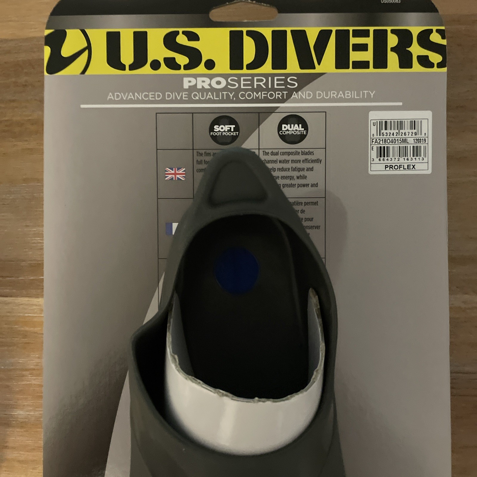 U.S. Divers Blue Gray Adult Swimming Scuba Diving Fins Size Med-Lrg or 8-9.5