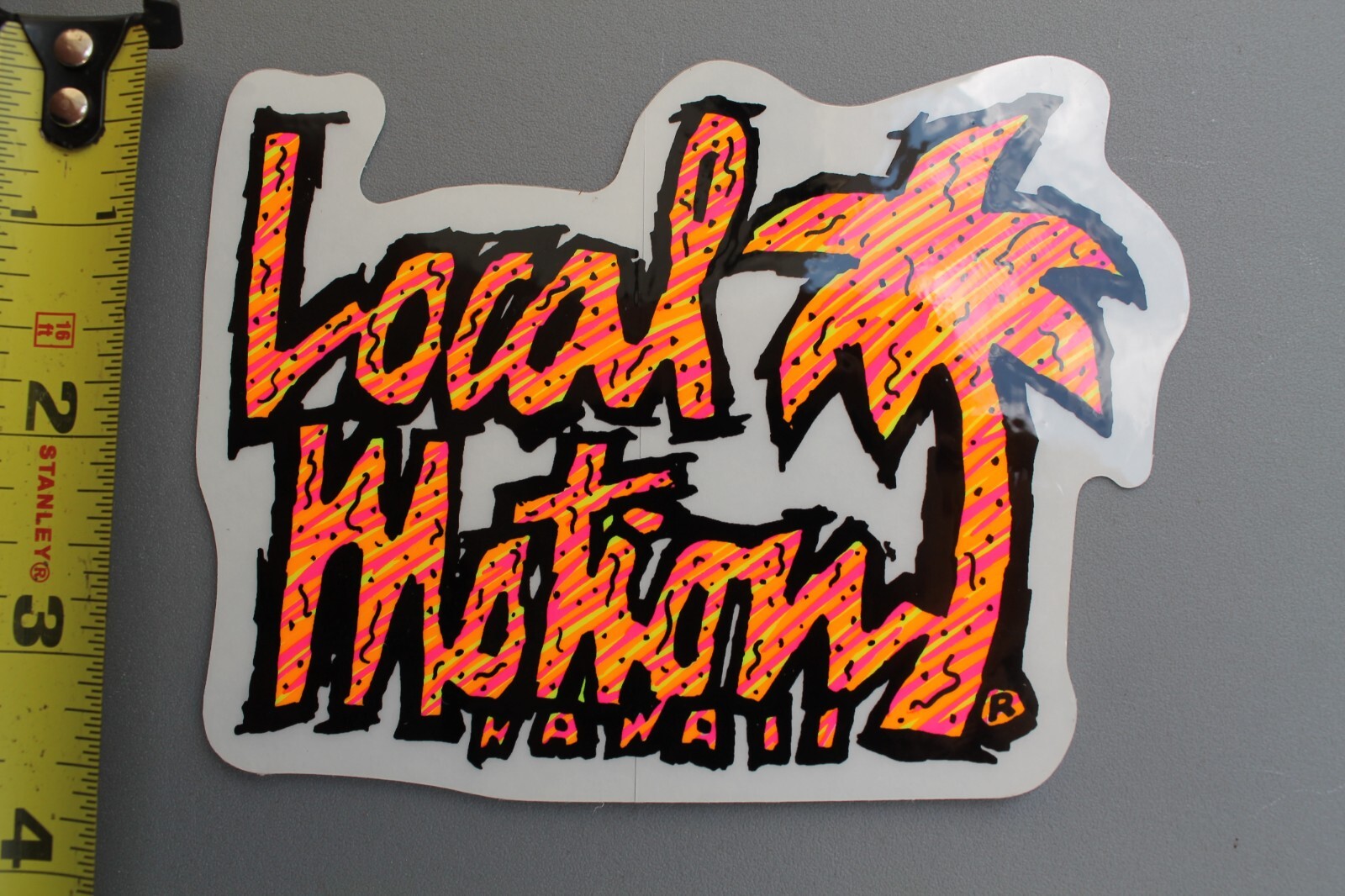 LOCAL MOTION Hawaii Clear Neon Aloha Orange OG LM2 80’s Vintage Surfing STICKER