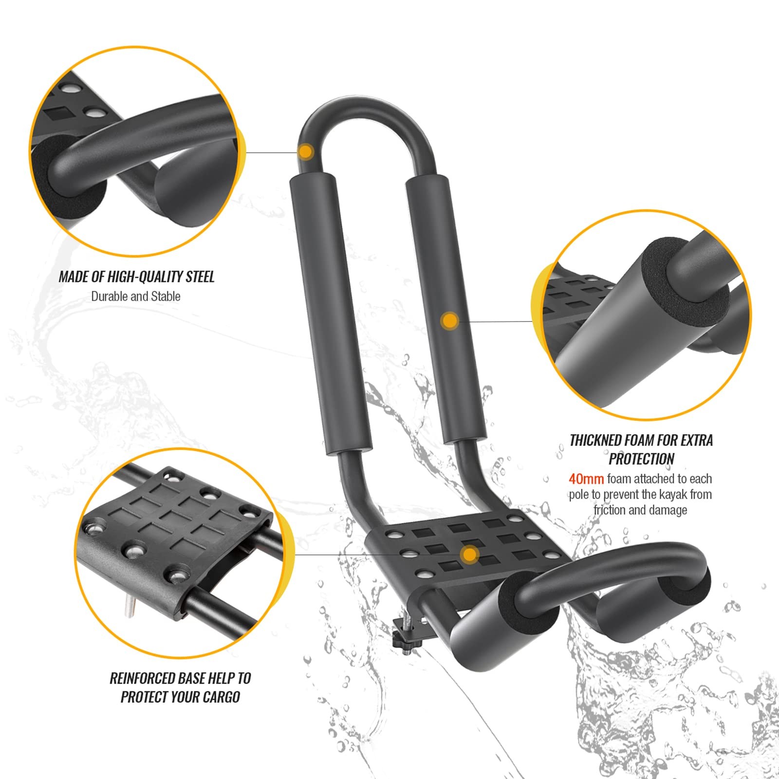 J-Bar Rack for Kayak Canoe Boat Carrier Roof Top Mount on Car SUV Truck Cross…