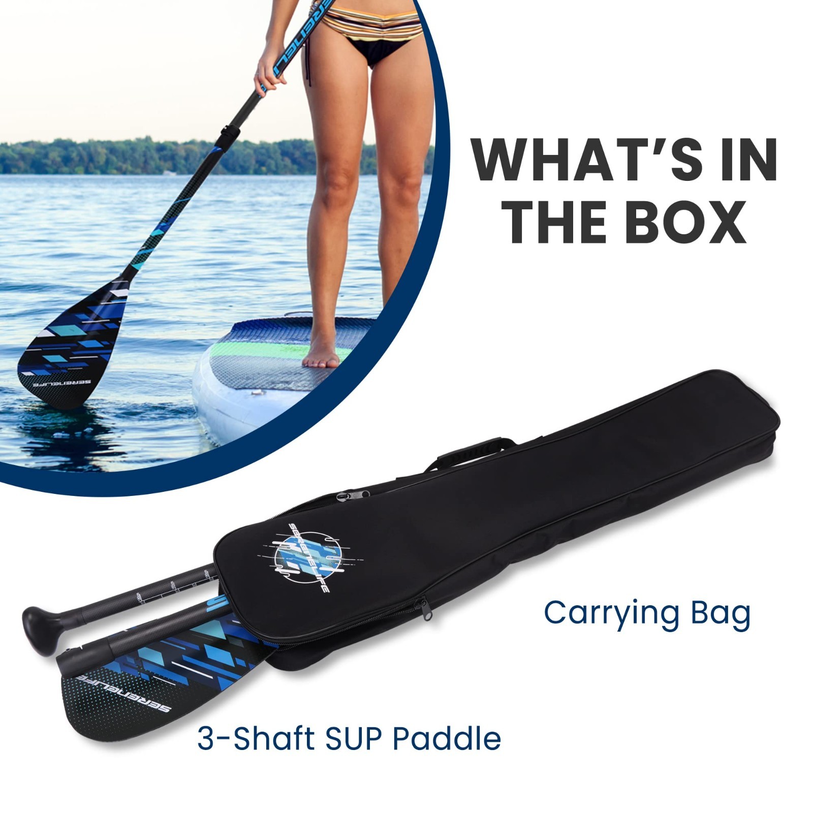Adjustable Carbon Fiber Paddle Board 70-86″ | Lightweight 3-Piece SUP Paddle | C