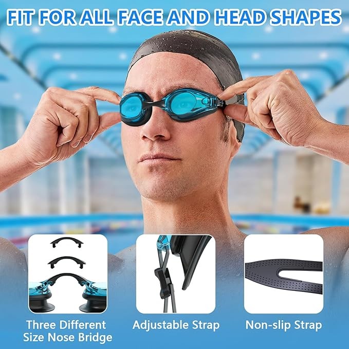 Swim Goggles Set Anti Fog UV Protection No Leak Swimming Cap for Adult Men Women