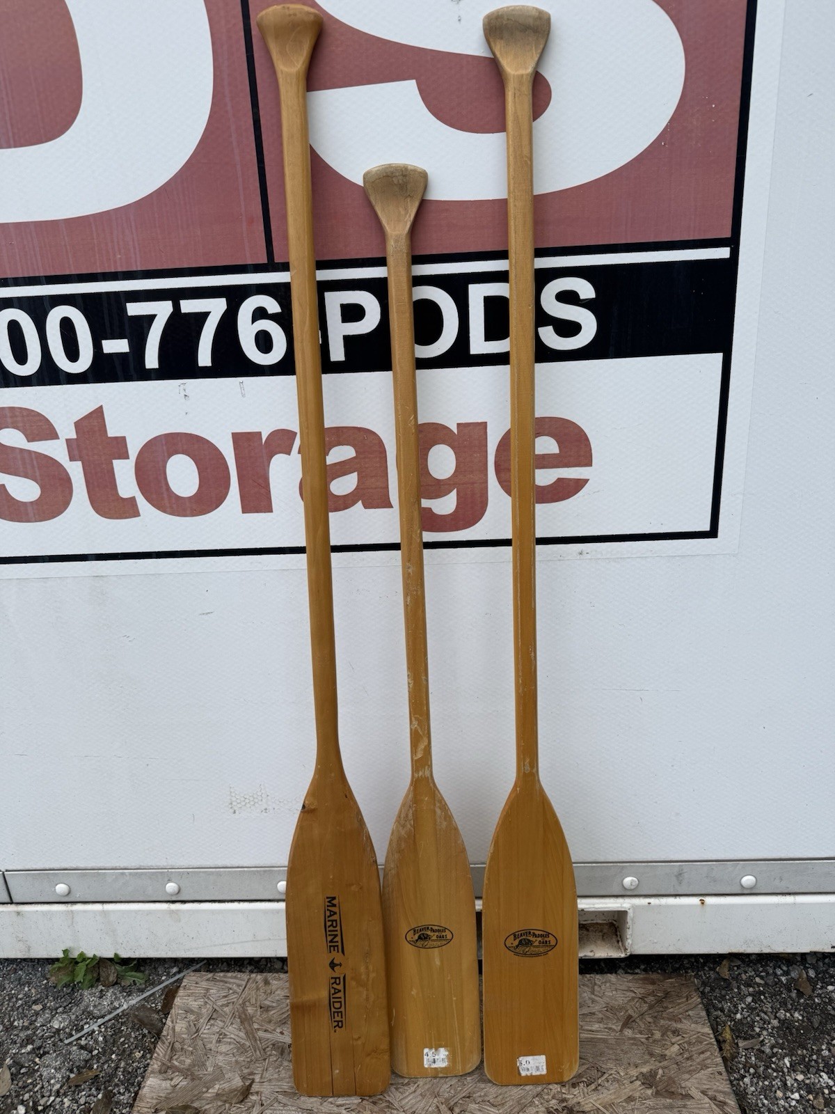 Beaver Brand Paddles and Oars 59” 52 1/2” Wooden Paddle Marine Raider 3 Oars