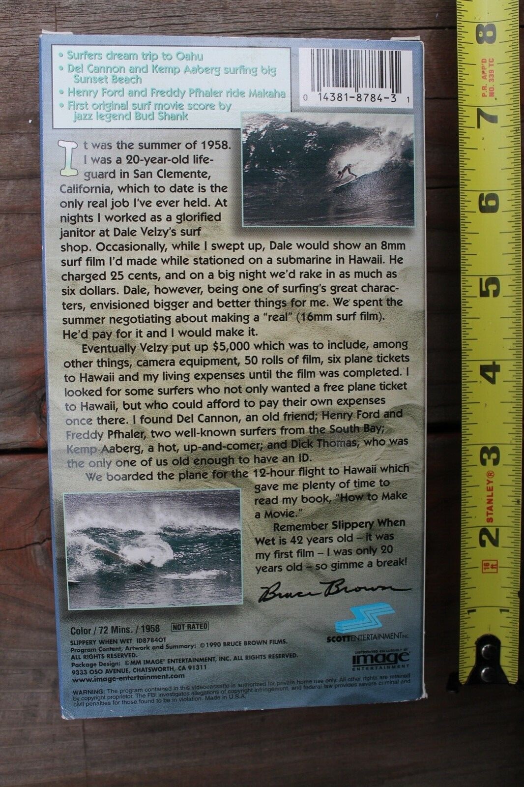 Slippery When Wet Bruce Browne 1958 Classic Vintage OG SC Surfing VHS Video Film