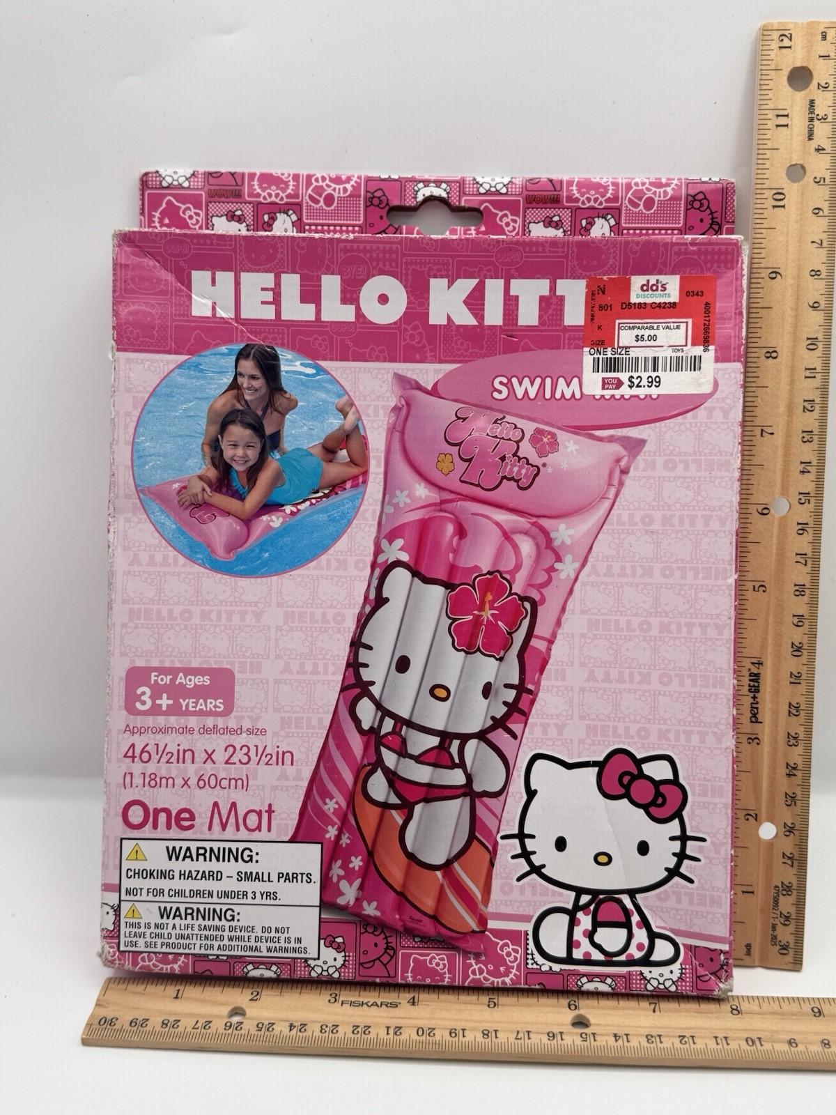 NEW Intex Hello Kitty Inflatable Swim Mat For Ages 3+ Years Lounger 46″ x 23″