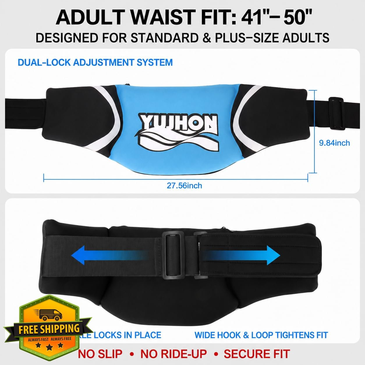 YUJHON Swim Belt Large Hook and Loop