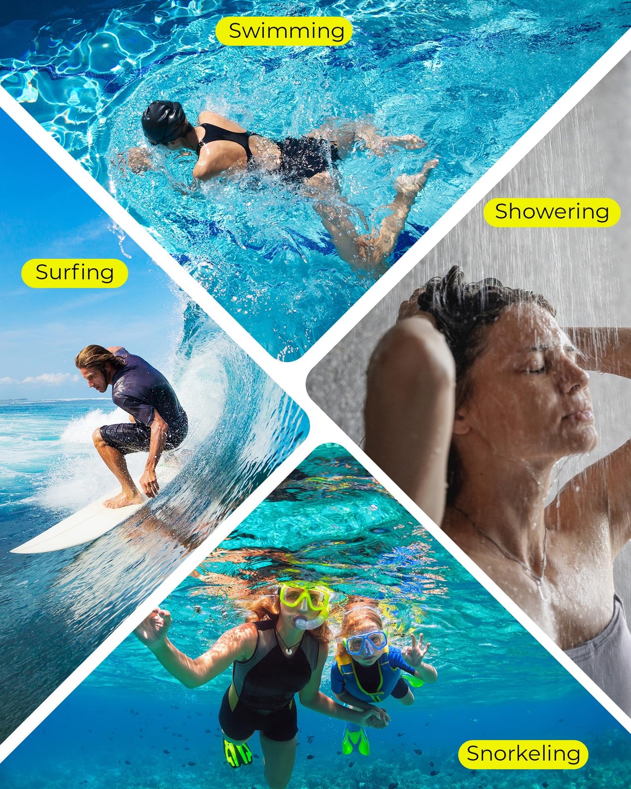 3 Pairs Swimming Earplugs Waterproof 1 pair (Pack of 3), Black-blue-gray
