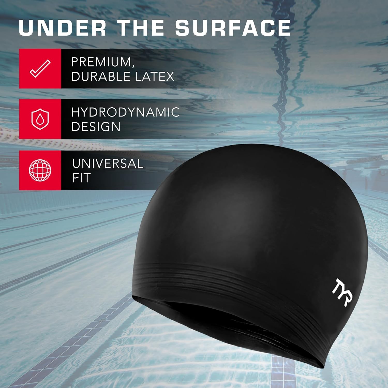 TYR Latex Adult Swim Cap for Women and Men
