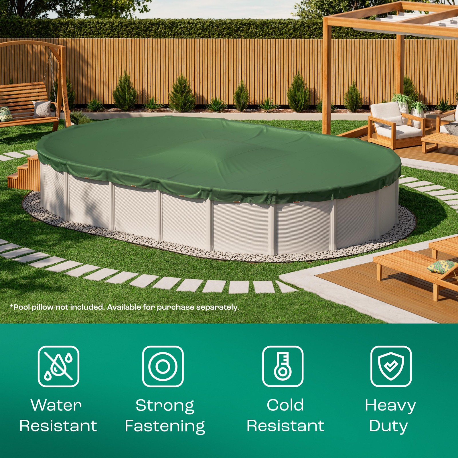 Yankee Emerald Series Pool Covers for Above Ground Pools | Oval 15×30 ft Swim…