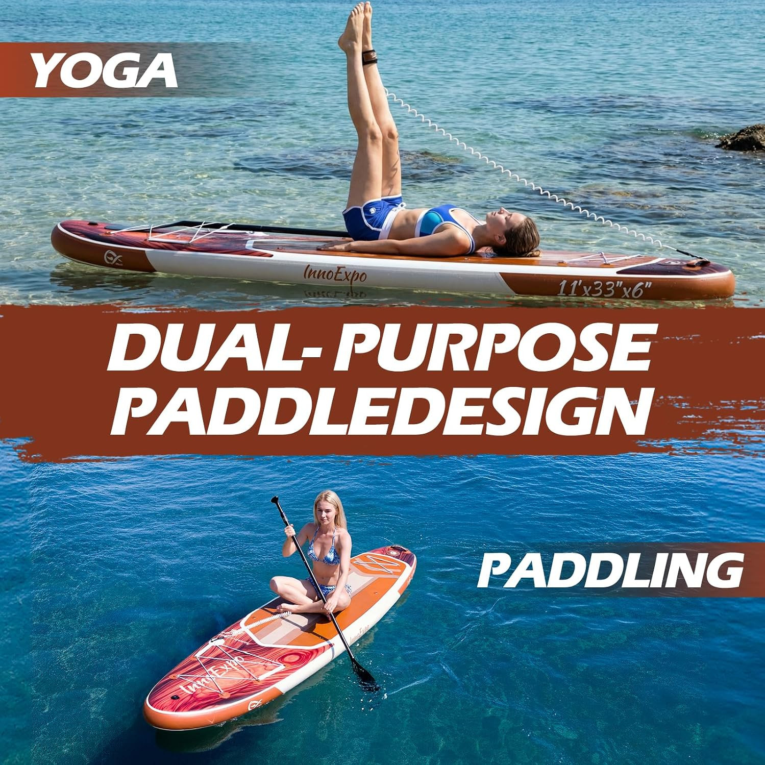 11′ Inflatable Stand Up Paddle Boards with Premium Accessories, Wide Stable