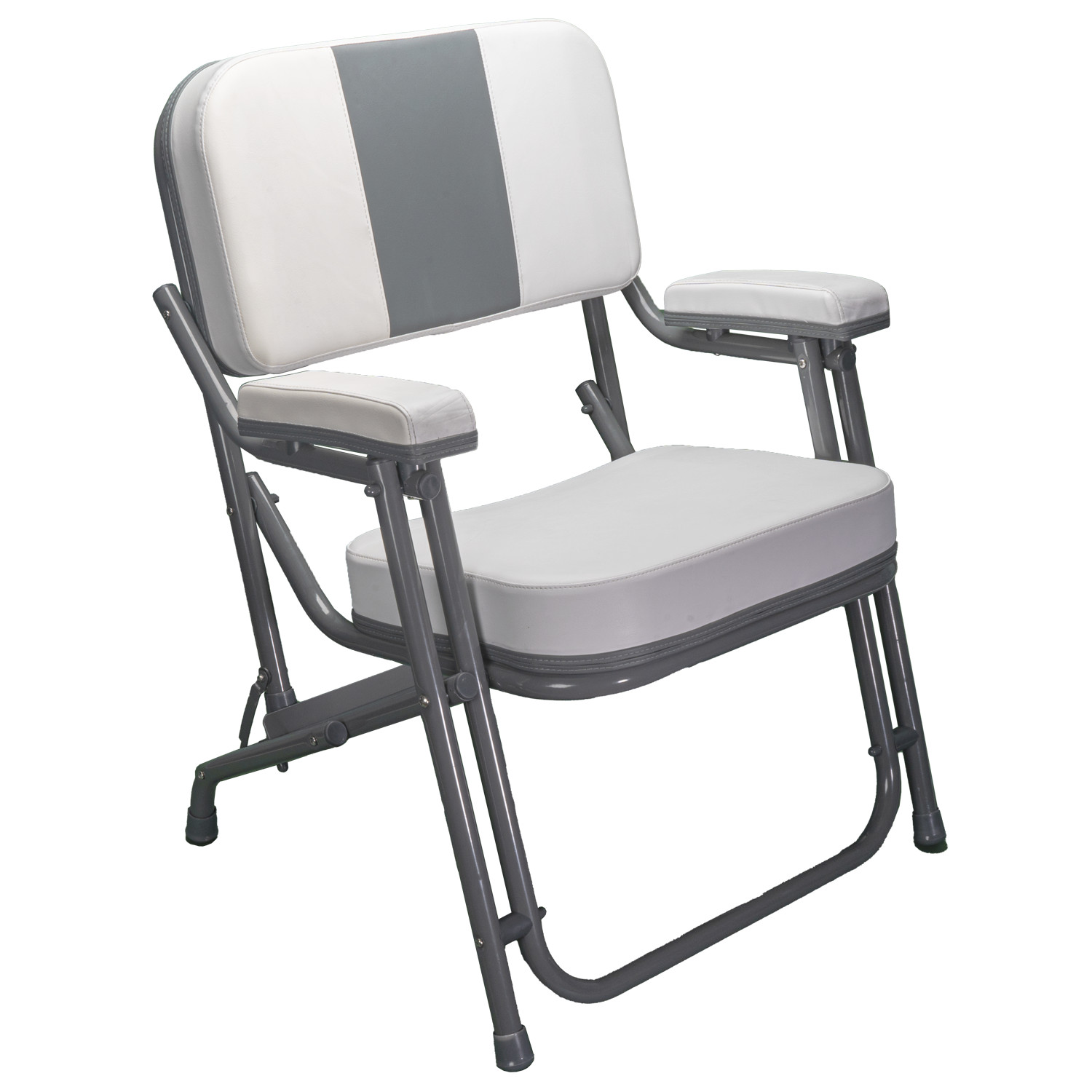 Pactrade Marine White Folding Deck Chair UV Resistant Vinyl 1″ Anodized Aluminum