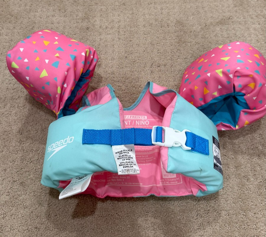 Speedo Child Swim Vest Floatation Jacket Pink Blue Toucan 33-55 lbs USCG