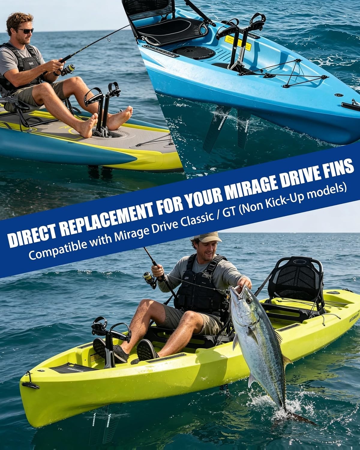 Turbo Fin Replacement Kit Compatible with Mirage Drive – Solid Fully Rubber-Enca