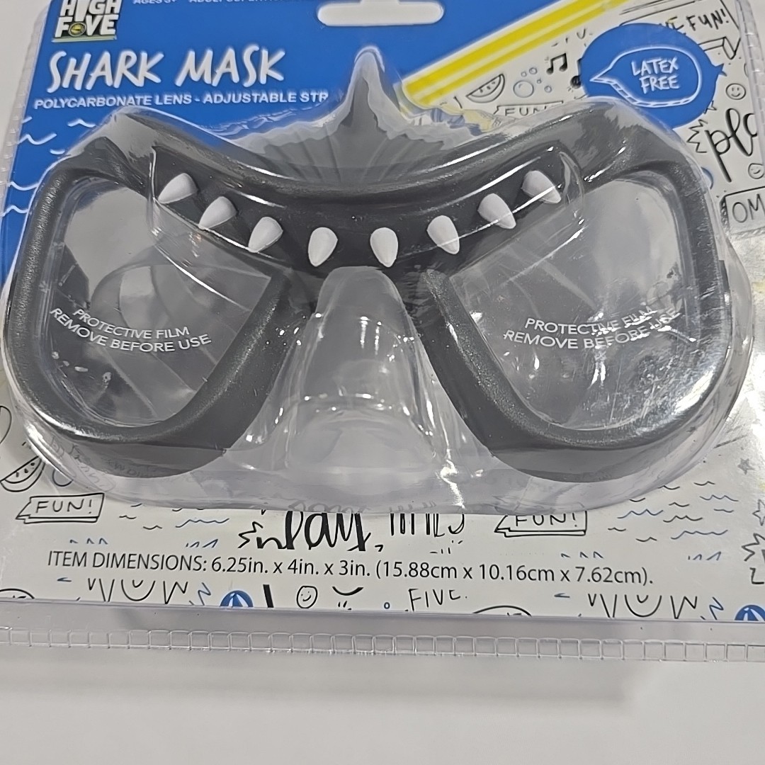 High Five Shark Mask Swim Goggles Mask Latex Free Kids Sealed Shark Teeth Dive