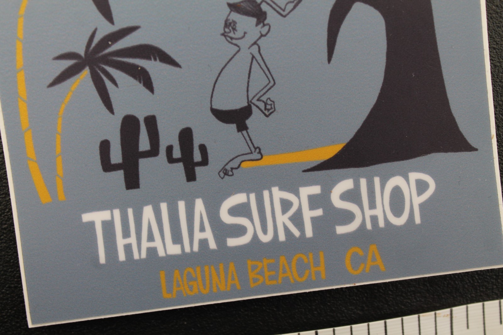 Thalia Surf Shop Laguna Beach CA Surfer Cartoon Grey V7C Vintage Surfing STICKER