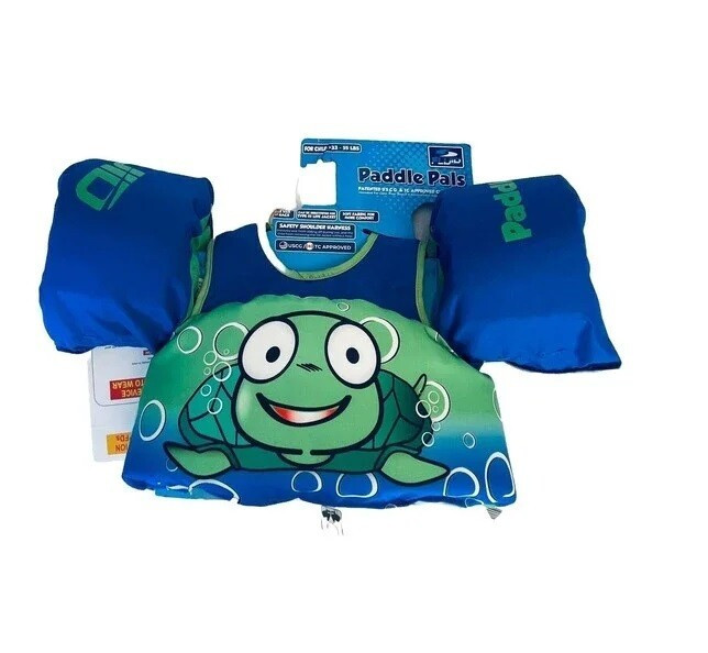 Unisex Fluid Aquatics Child Paddle Pals Life Jacket Green Turtle 33-55 lbs.
