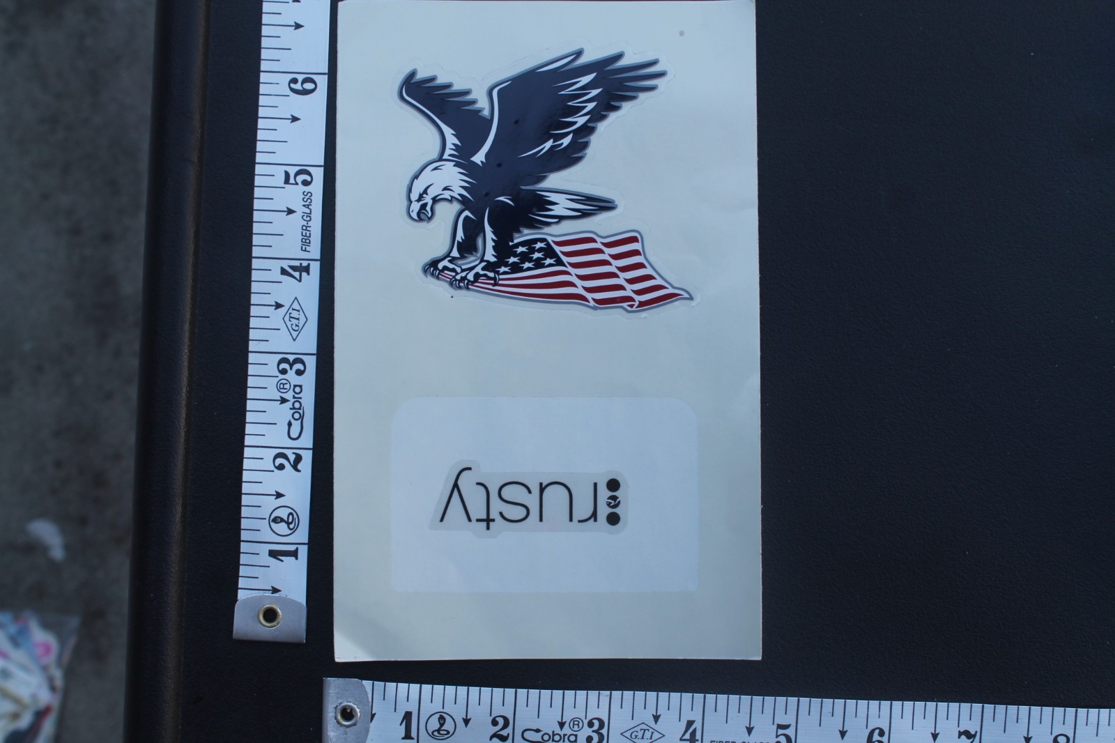 Rusty Surf Surfboards Eagle USA Flag OG V8B Vintage Surfing STICKER Sheet of 2