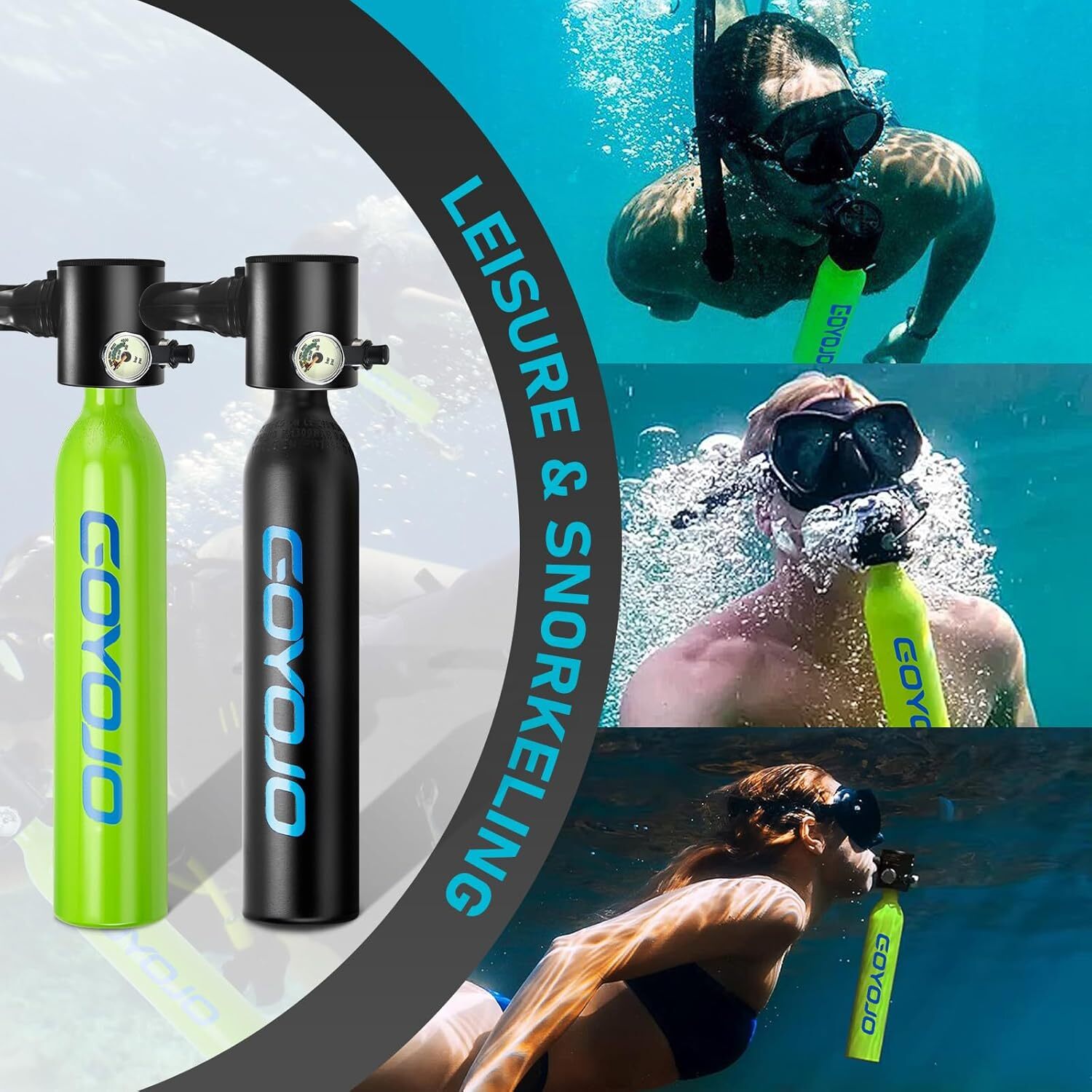 0.5L*2 Bottle Scuba Tank with Pump Reusable Lung Diving Tank Kits 3000PSI Max