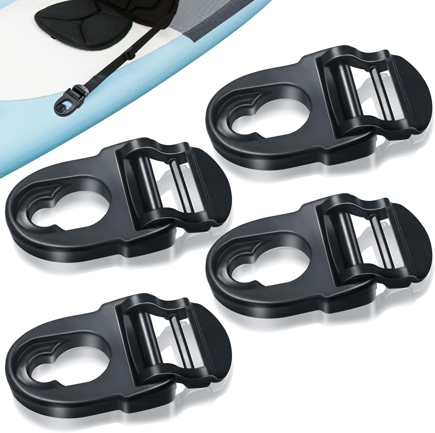 HLOGREE 4Pcs Kayak Seat Clips Replacement,Kayak Clip Universal, Black