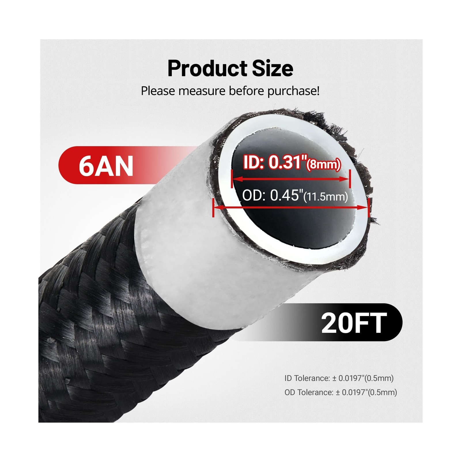 6AN PTFE Fuel Line Kit,E85 Nylon Braided Fuel Hose 20FT PTFE LS Swap EFI Fuel