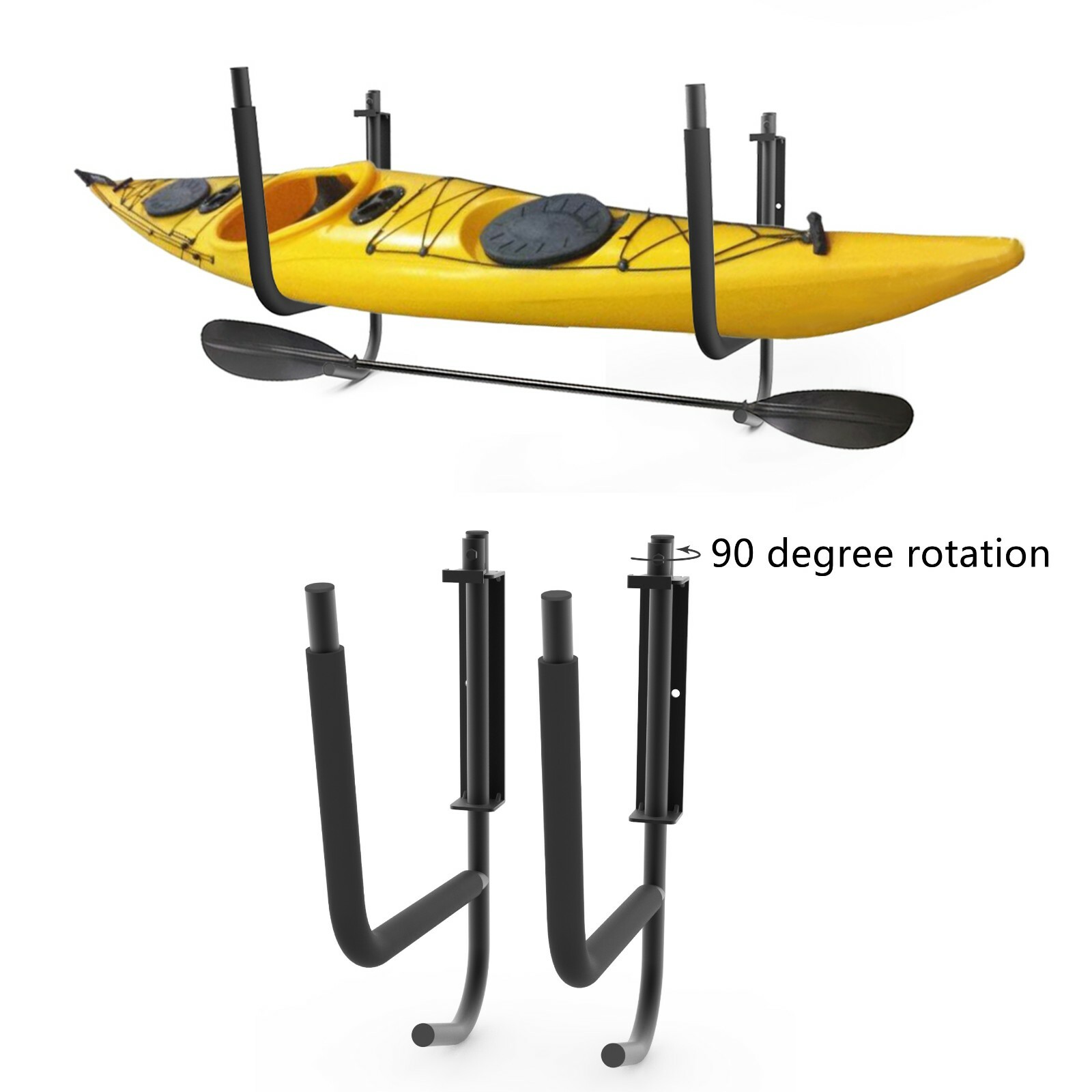 2 Pcs Folding Kayak Rack Wall Mount Ladder Surfboard Canoe Storage Hanger Hooks