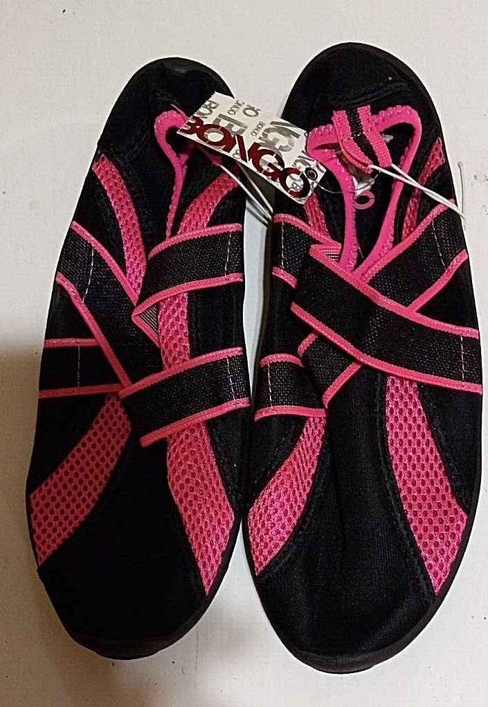 Bongo assorted black textile upper aqua shoes Size 7/8 Medium