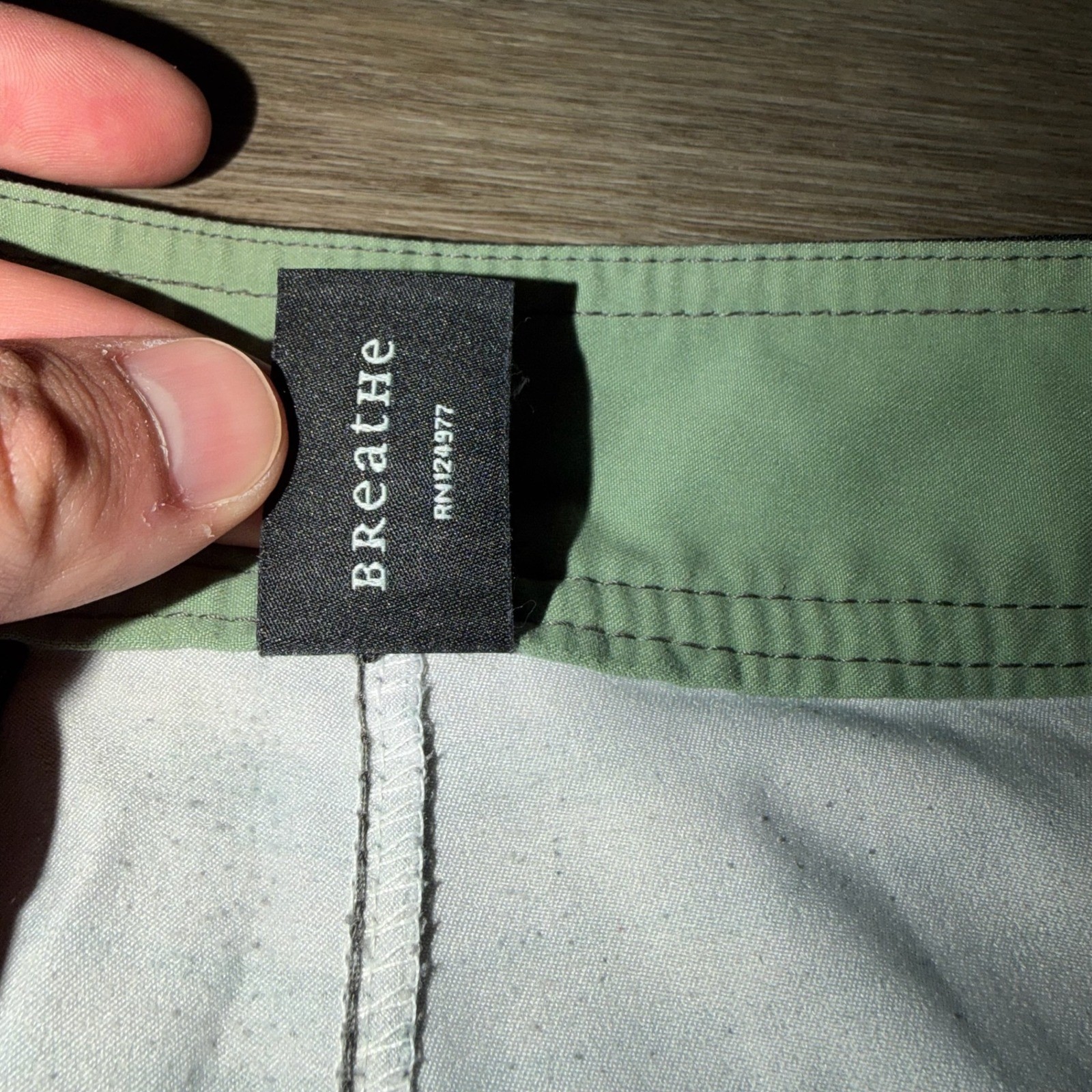 prAna Board Shorts Mens Size 32 Gray Green Striped Swim Trunks