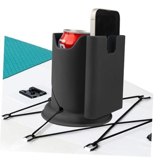 Paddleboard Cup Holder, Paddle Board and Kayak Drink Holder, 2-in-1 Black-1pack