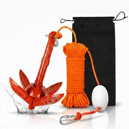 Kayak Anchor Kit 1.5/3.5lb Folding Small Boat Anchor for Paddle Board Red1.5lb
