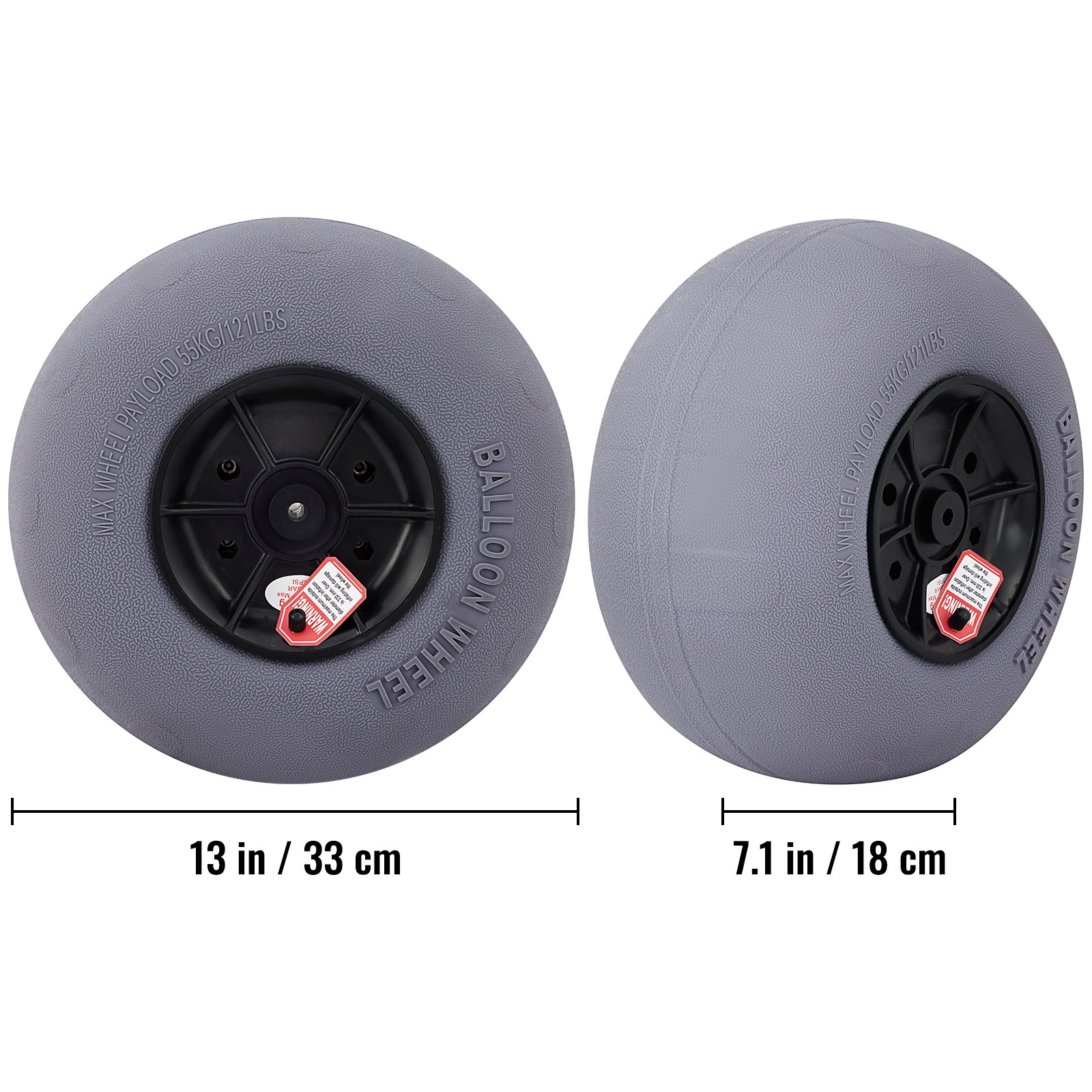 Beach Cart Replacement Wheels 13″ Big Balloon Tires Axle and Hardware Included