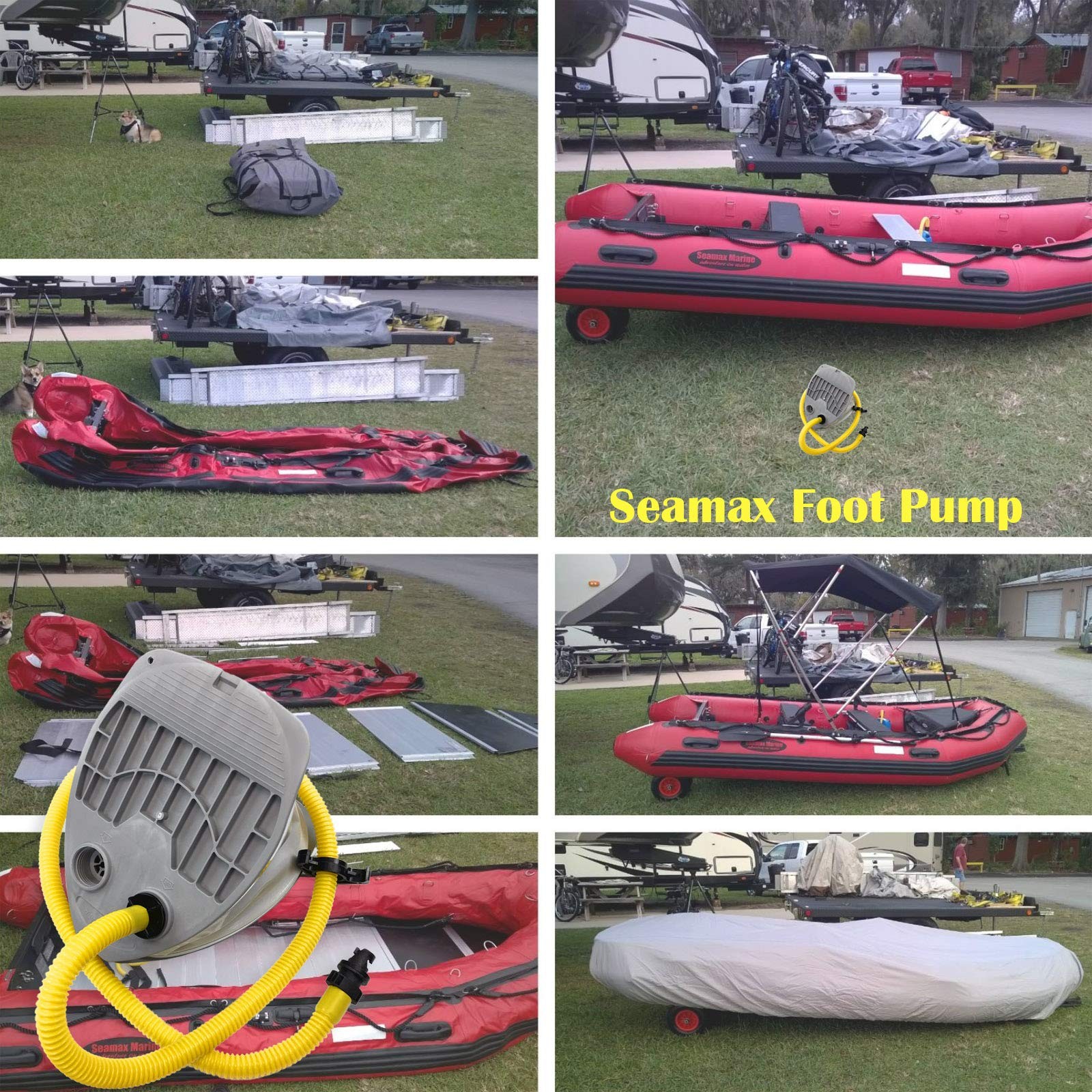 Seamax 7L Single Stage Foot Pump For Inflatable Boats Max 3.6 Psi Support