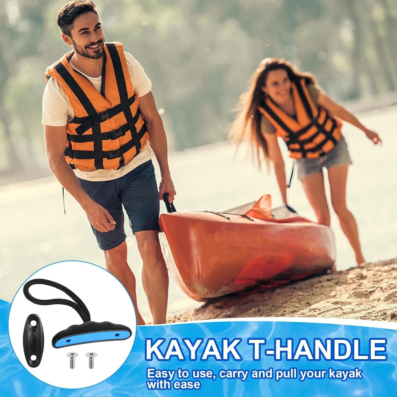 4 Pieces Kayak Handles Kit Canoe Carry Handle Pull Handle T Handle with Cord …