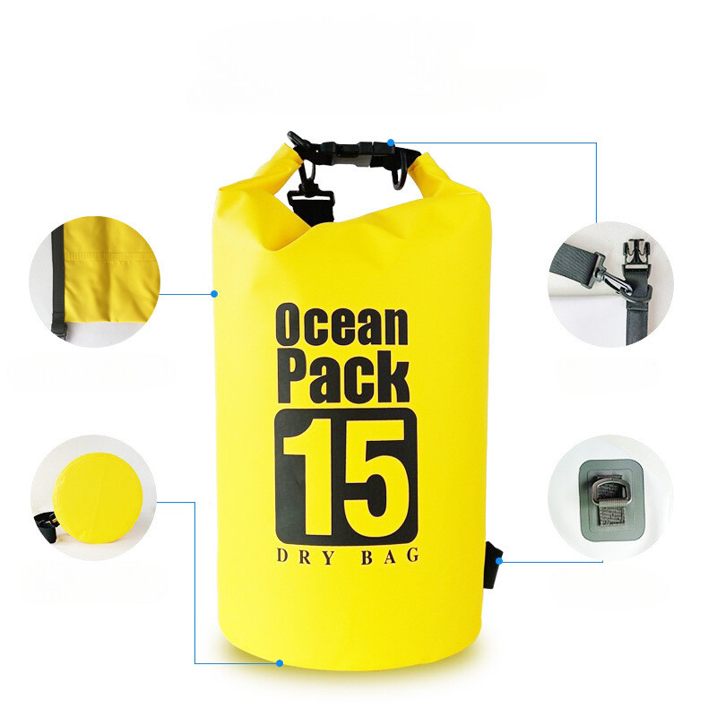 Outdoor waterproof dry bag 2L 3L 5L 10L 20L PVC for swimming hiking beach diving