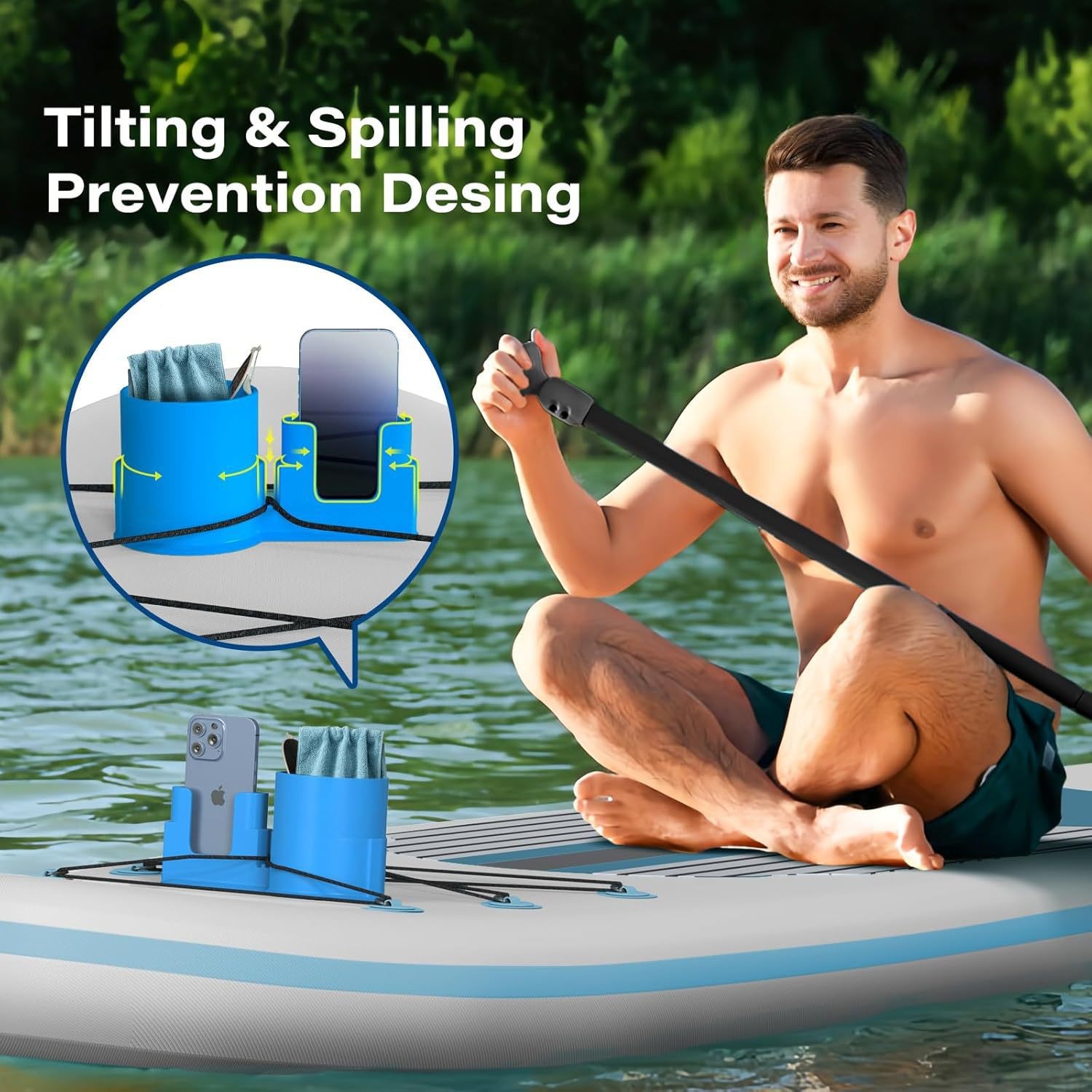 2 in 1 Paddle Board Cup Holder Accessories For Phones,Drink Bottle,Fishing Tools