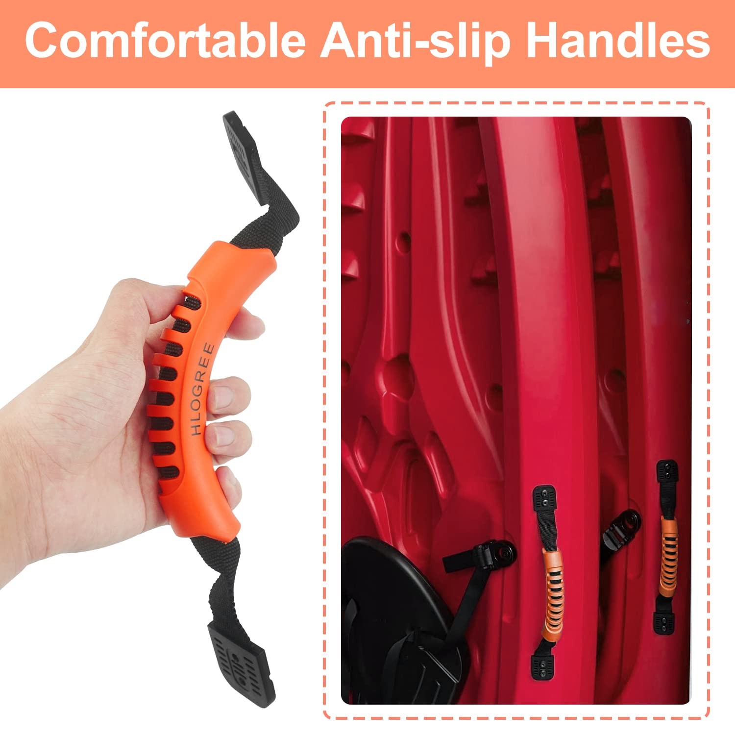 HLOGREE 4Pack Kayak Carry Handles, Universal, Orange – 4PCS Handles