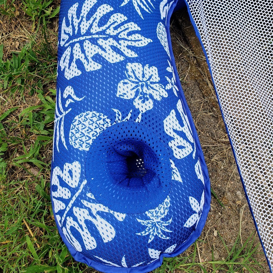 Aqua 3-in-1 Pool Float Lounge Chair Inflate Mesh Hammock Blue Floral Pineapple