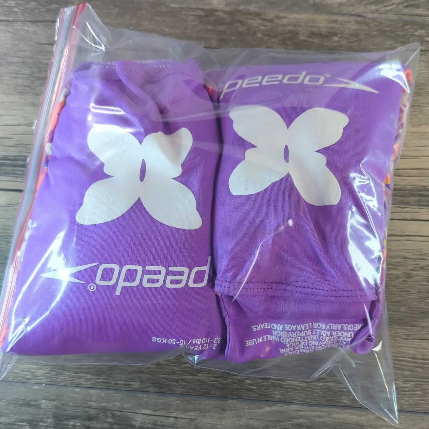 Speedo Water Wings Floaties Ages 2-12 Inflatable 33 – 110 Lbs Purple Never Used