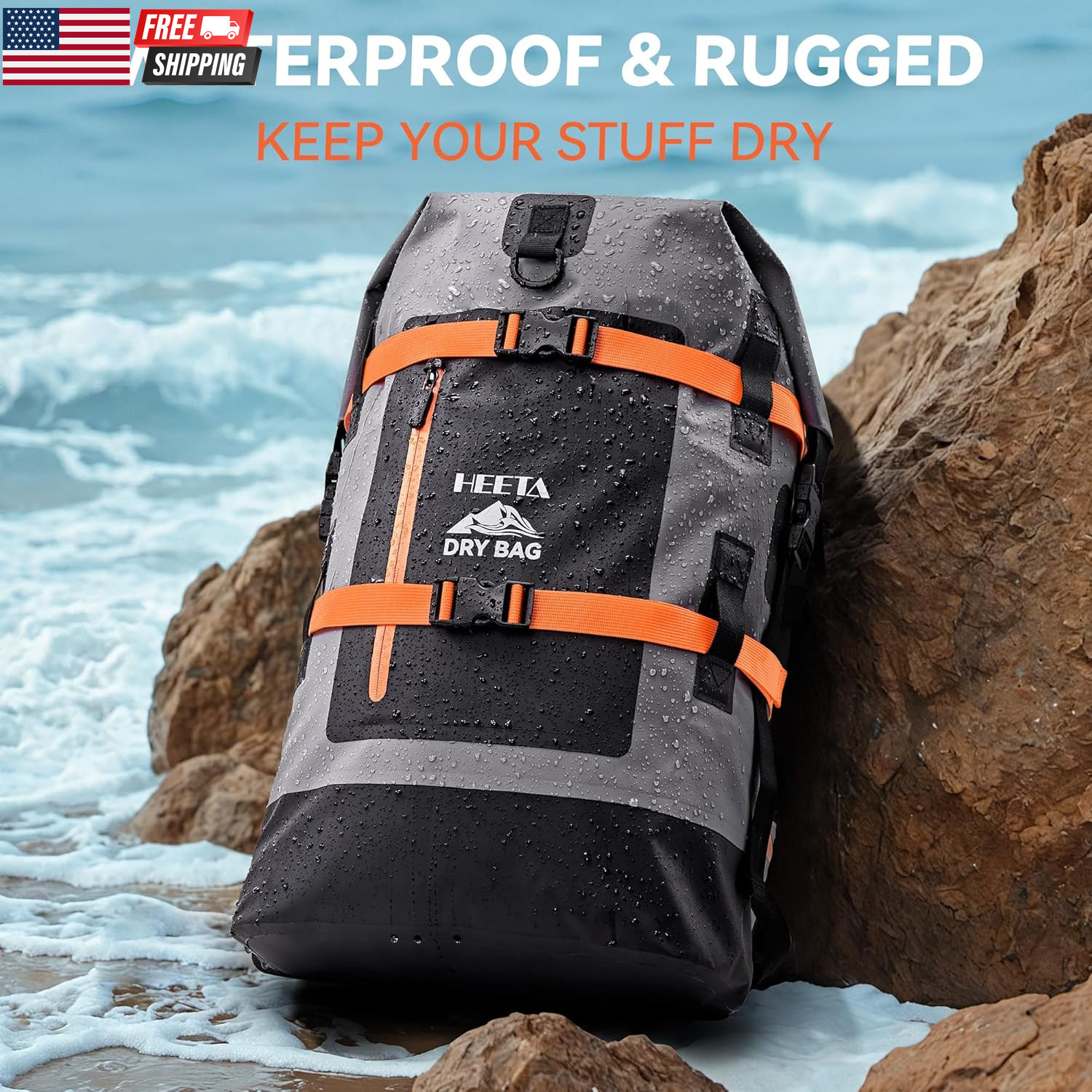 Dry Bags Waterproof Backpack 40L for Men & Women, Roll Top Heavy Duty Cushioned