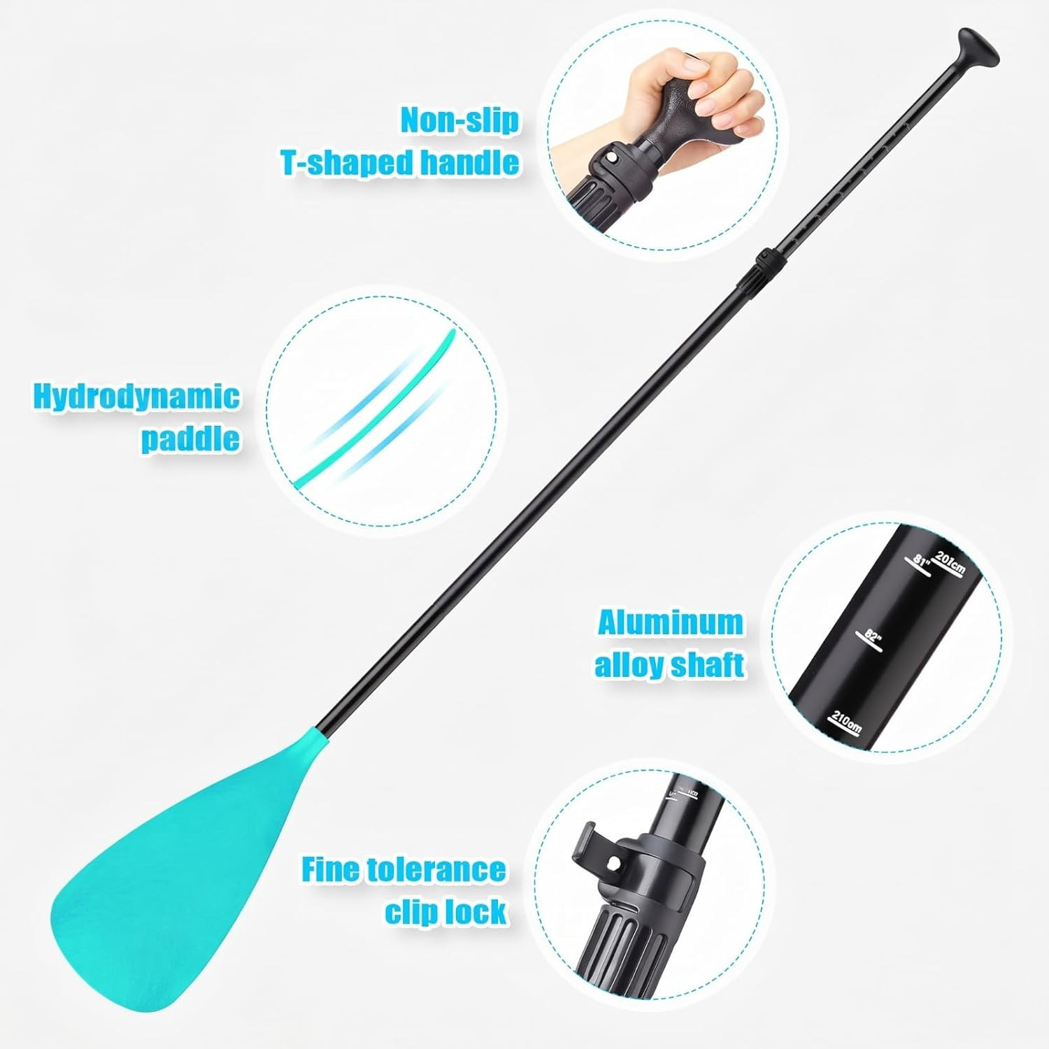 4 Set of 3 Pieces SUP Paddle Board Paddle Adjustable Paddleboard Lightweight Sta