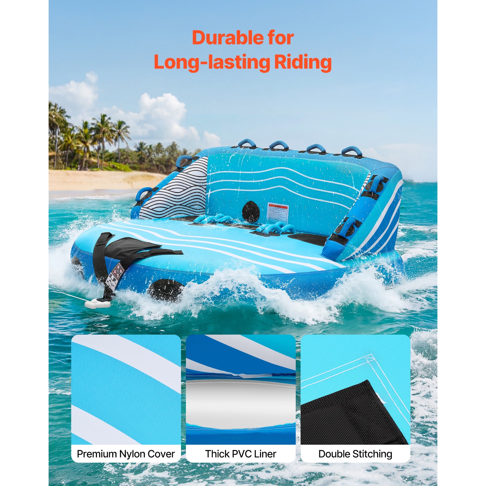 Uimoso Inflatable Towable Tubes for 1-3 Riders Water Sports Boating Fun Blue