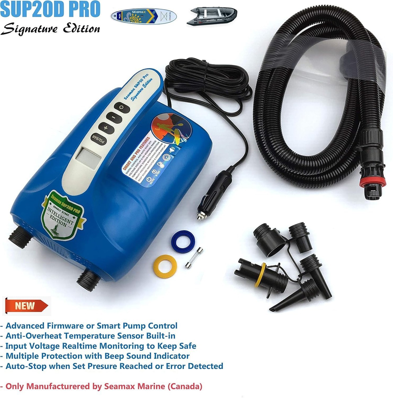 Seamax SUP20D 20PSI Double Stage Electric Air Pump for Inflatable SUP and Boa…