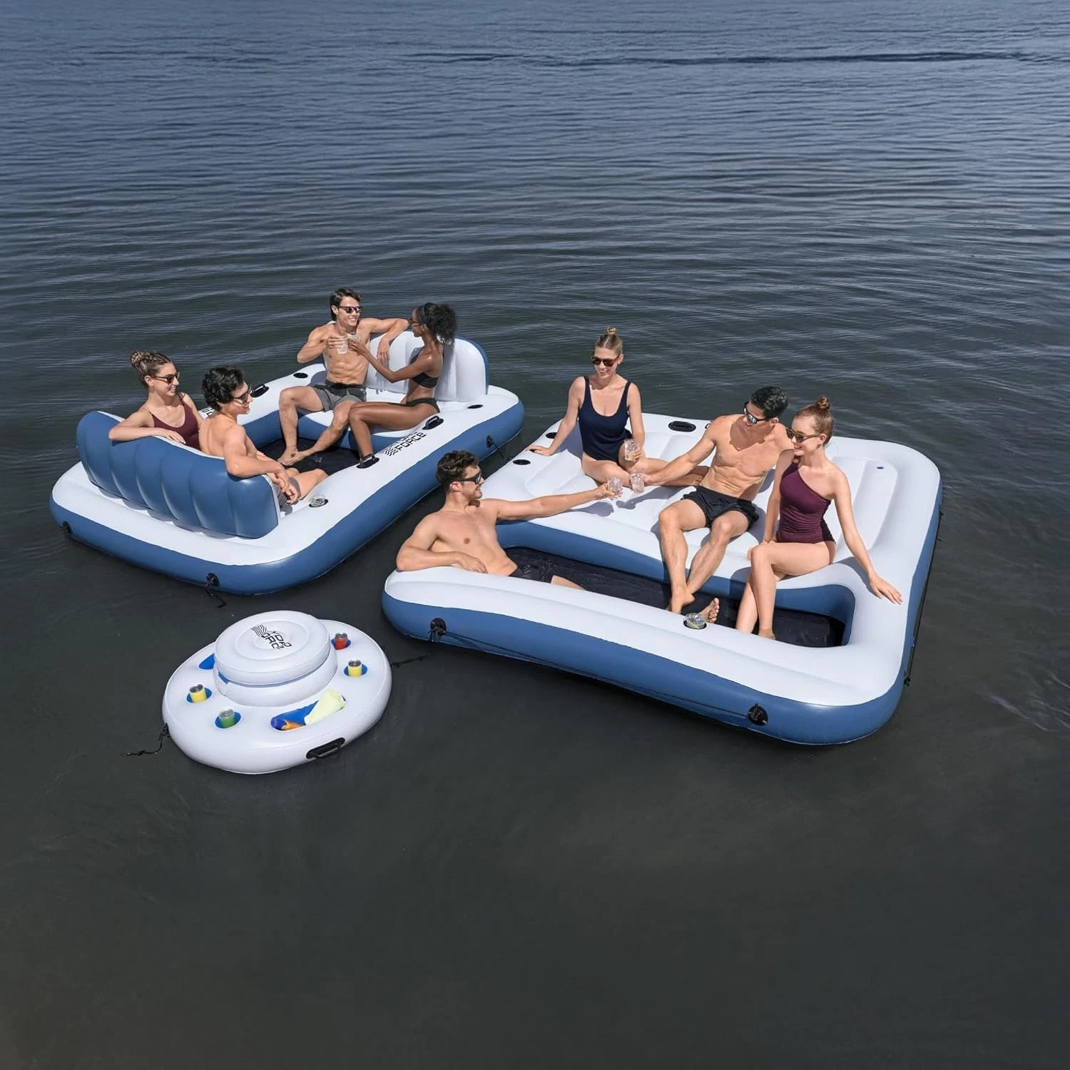 Giant Inflatable Floating Party Island Lounge 8 Person Lake Raft Platform Cooler