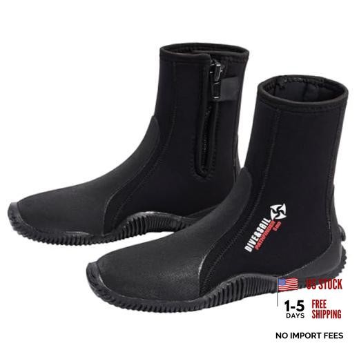 Neoprene Dive Boots Men Women, Surf Booties Scuba Mens 10 / Womens 11 Black