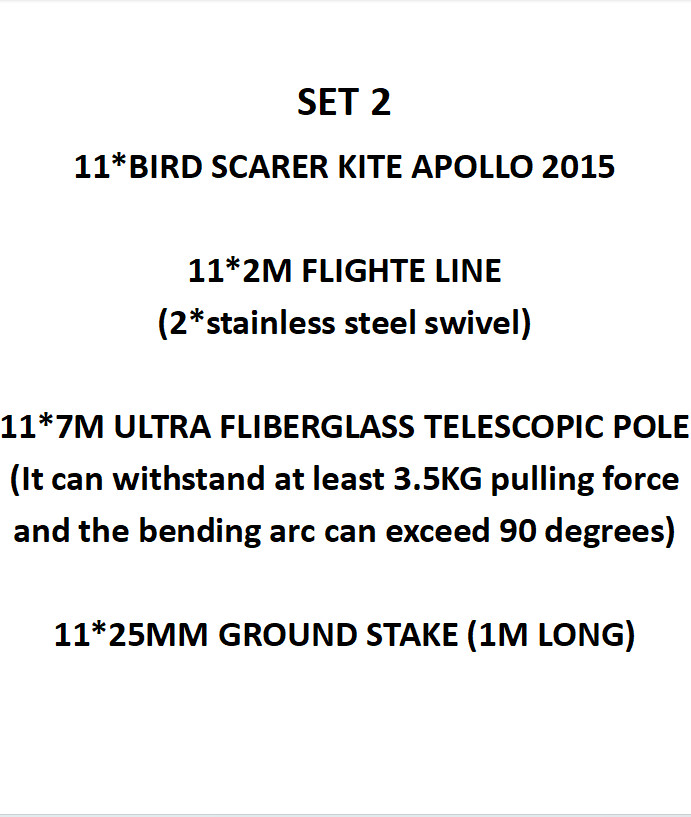 44*Bird SCARER KITE APOLLO+44*7M FIBERGLASS POLE WORLIDWID DELIVERY IN 14 DAYS